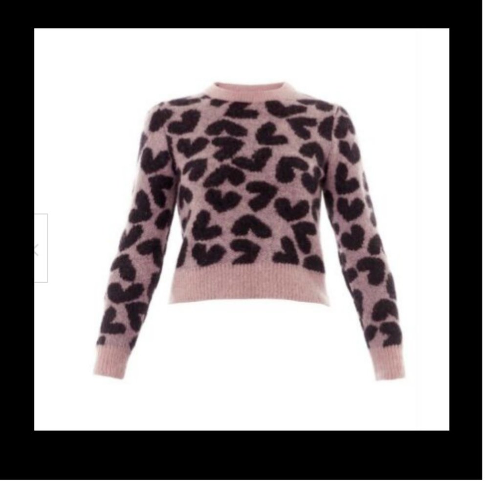 SAINT LAURENT MOHAIR SWEATER PINK HEART SIZE SMALL